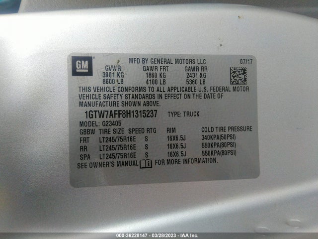 GMC SAVANA CARGO VAN 2017 1GTW7AFF8H1315237 Image 9