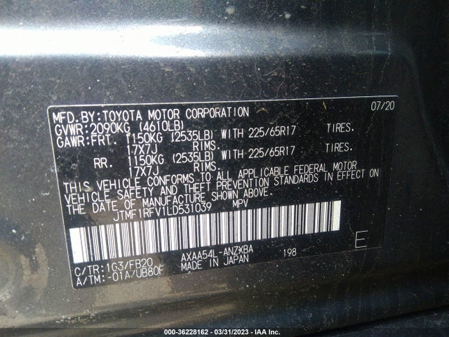 Toyota RAV4 LE 2020 JTMF1RFV1LD531039 Image 10