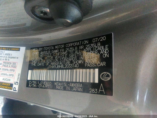 JTHX9JBH8L2033140 Lexus Ux Ux 250h