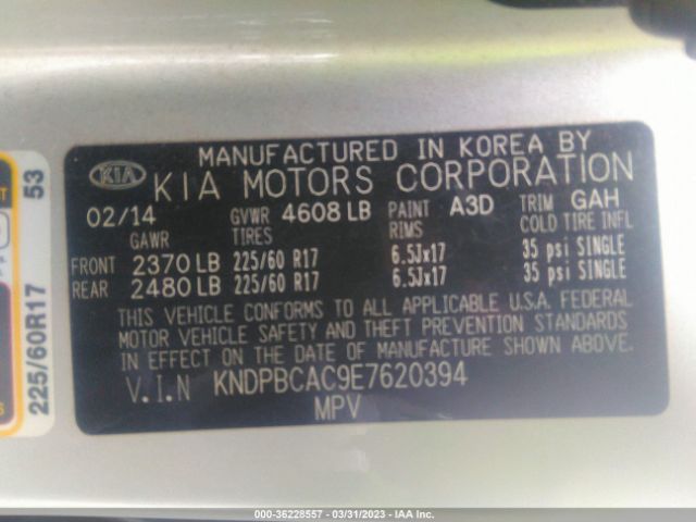 KNDPBCAC9E7620394 KIA Sportage Lx