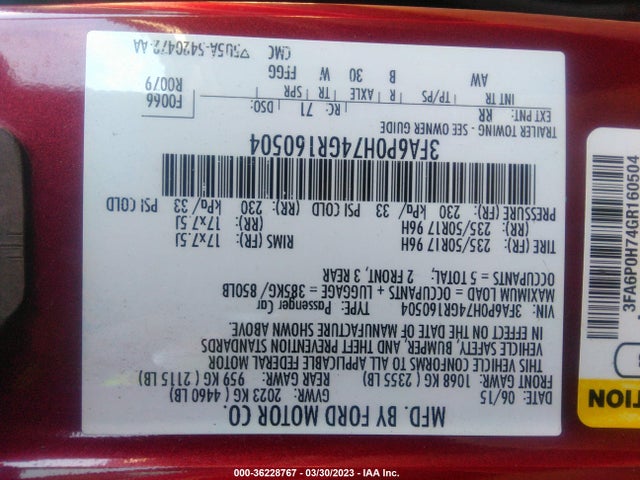Ford FUSION SE 2016 3FA6P0H74GR160504 Image 9