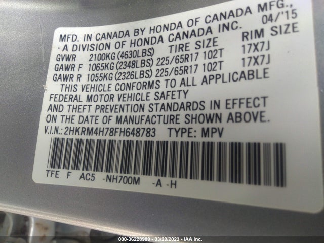 Honda Cr-v Ex-l 2015 2HKRM4H78FH648783 Image 10