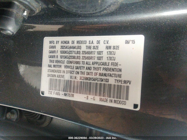 2015 HONDA CR-V EX VIN: 3CZRM3H56FG704103