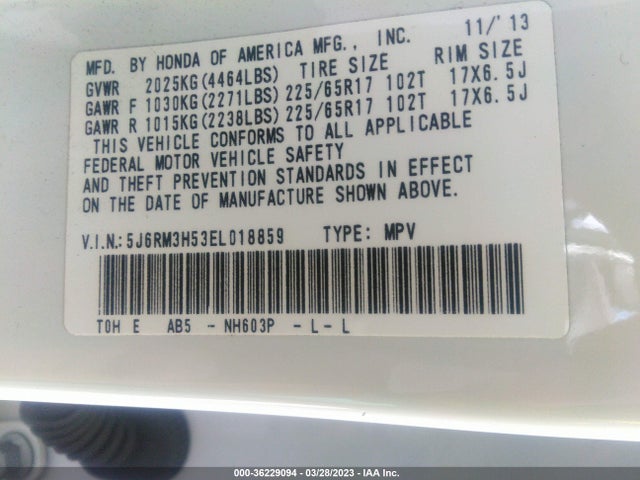 Honda CR-V EX 2014 5J6RM3H53EL018859 Image 9