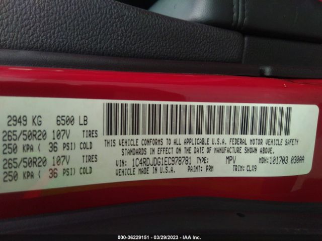 1C4RDJDG1EC978781 Dodge DURANGO LIMITED