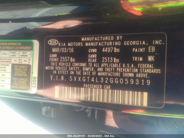 5XXGT4L32GG059319 KIA Optima Lx