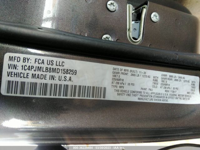 1C4PJMLB8MD158259 Jeep Cherokee Altitude