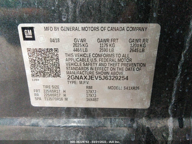 Chevrolet EQUINOX LT 2018 2GNAXJEV5J6329254 Image 10
