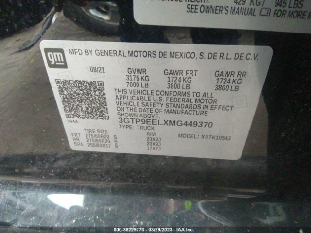 3GTP9EELXMG449370 GMC Sierra 1500 At4