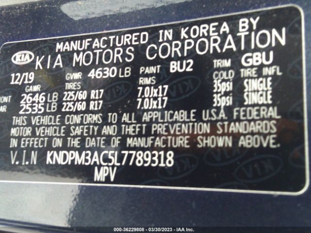 KNDPM3AC5L7789318 KIA Sportage Lx
