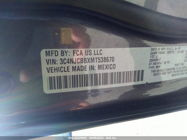 3C4NJCBBXMT538670 Jeep Compass Latitude