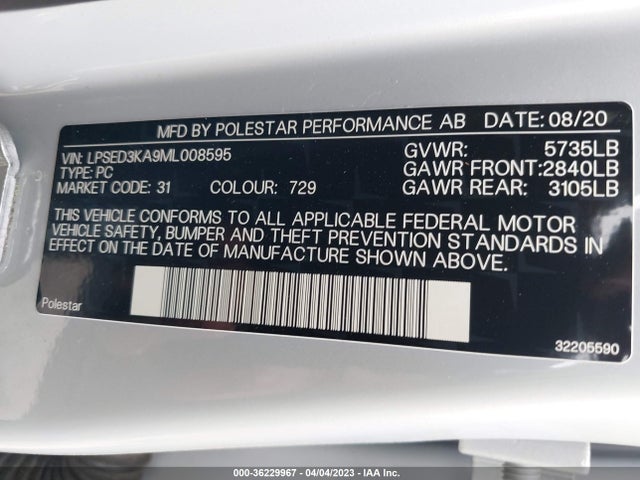 2021 Polestar 2, VIN: LPSED3KA9ML008595