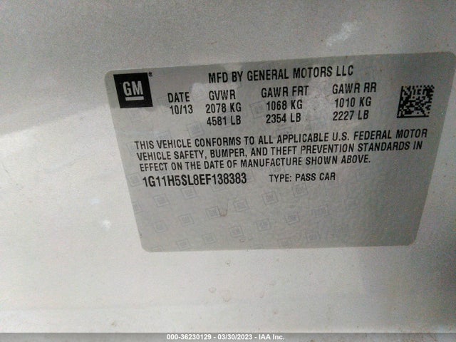 Chevrolet MALIBU LTZ 2014 1G11H5SL8EF138383 Image 9