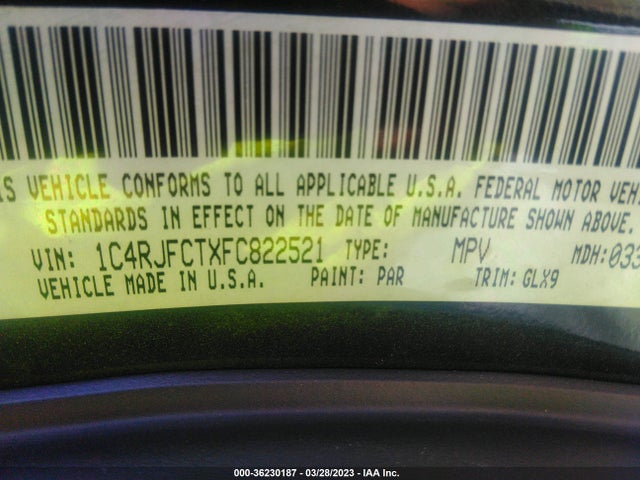 1C4RJFCTXFC822521 Jeep Grand Cherokee Overland