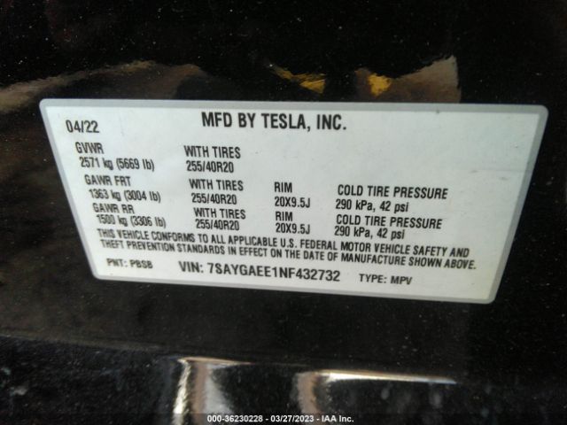 7SAYGAEE1NF432732 Tesla Model Y Long Range