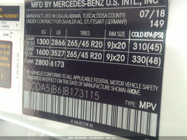 4JGDA5JB6JB173115 Mercedes-Benz Gle Gle 350
