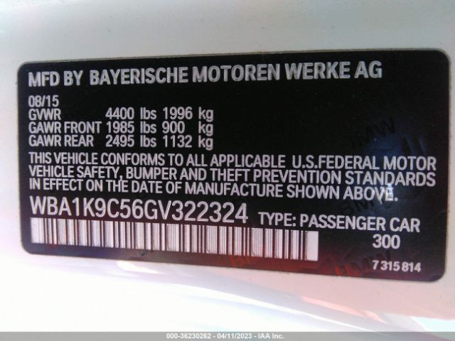 WBA1K9C56GV322324 BMW 228I