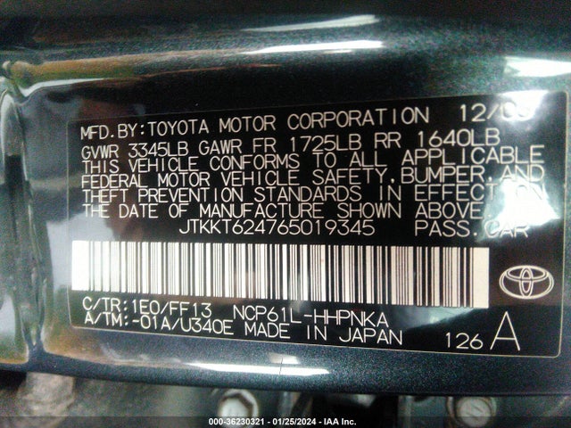 2006 SCION XA VIN: JTKKT624765019345