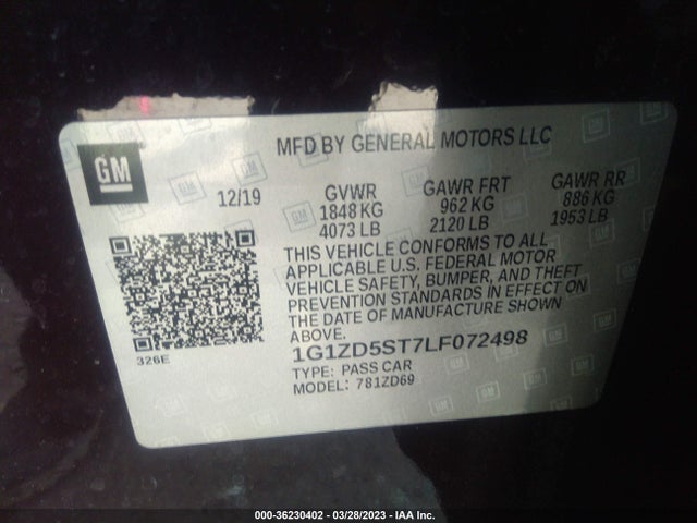 Chevrolet MALIBU LT 2020 1G1ZD5ST7LF072498 Image 9