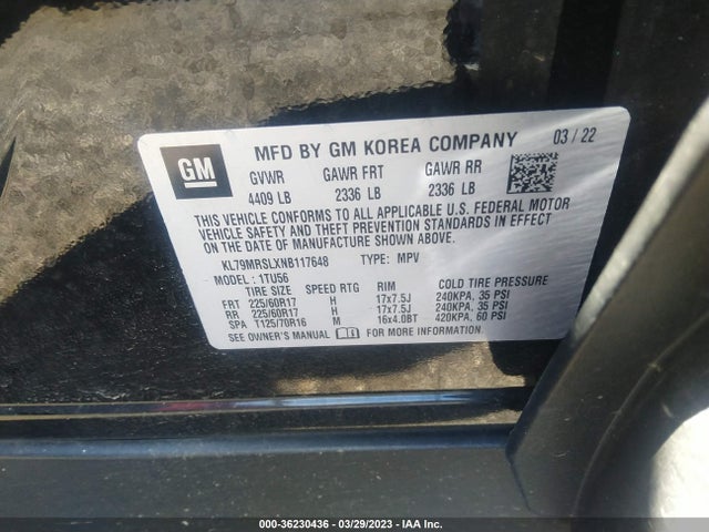 Chevrolet Trailblazer Lt 2022 KL79MRSLXNB117648 Image 9