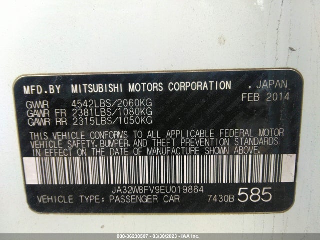 Mitsubishi Lancer Evolution Gsr 2014 JA32W8FV9EU019864 Image 9