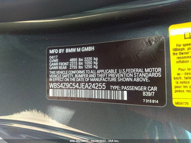2018 BMW M4, VIN: WBS4Z9C54JEA24255