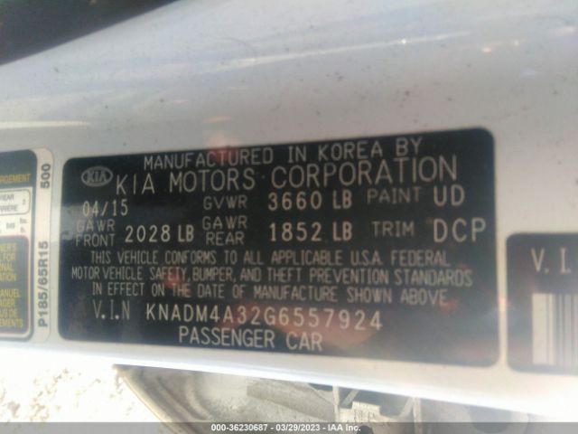 KNADM4A32G6557924 KIA RIO LX