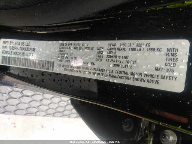 1C6SRFJT8NN362248 RAM 1500 Laramie