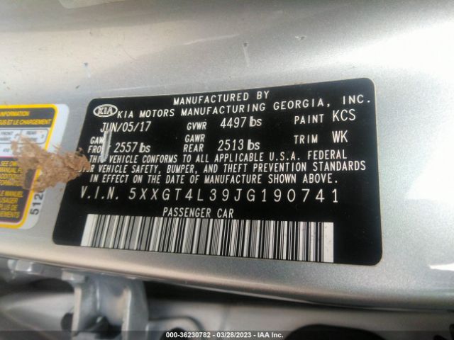 5XXGT4L39JG190741 KIA Optima Lx