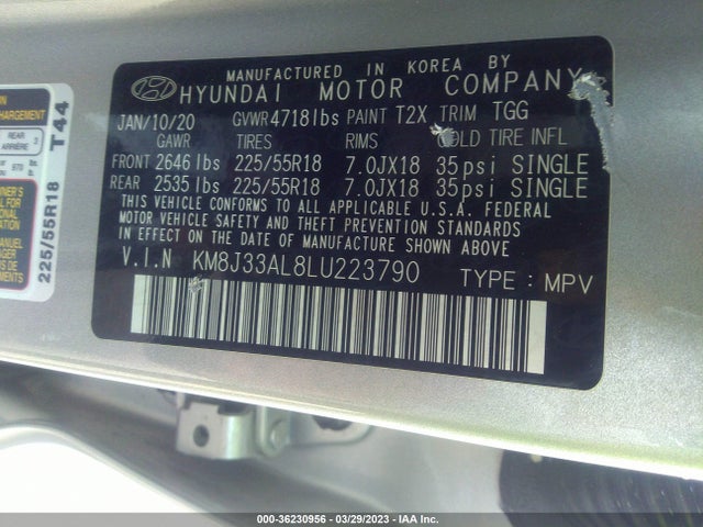 Hyundai TUCSON SEL 2020 KM8J33AL8LU223790 Image 9