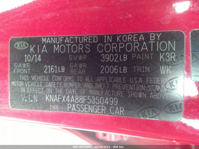 KNAFX4A88F5350499 KIA FORTE EX