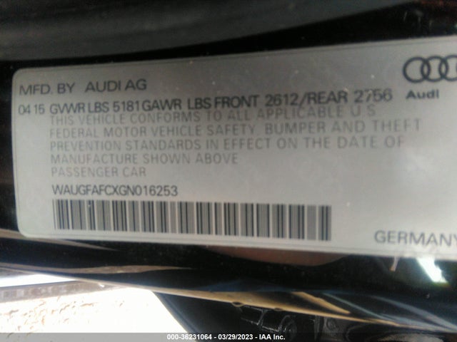 WAUGFAFCXGN016253 Audi A6 2.0t Premium Plus