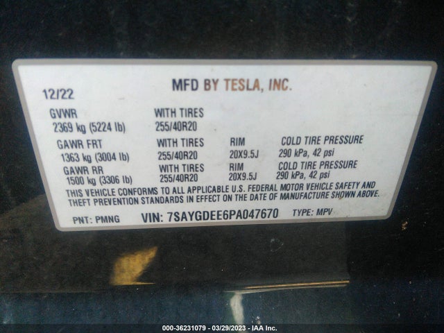 7SAYGDEE6PA047670 Tesla Model Y Long Range