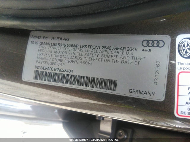WAUDFAFC1GN093404 Audi A6 2.0t Premium Plus