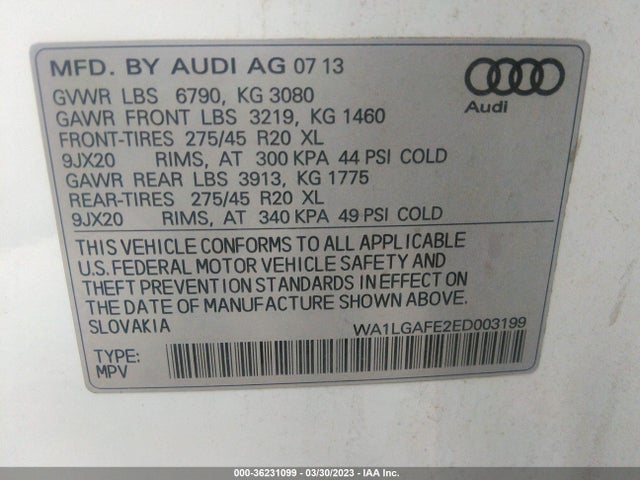 WA1LGAFE2ED003199 Audi Q7 3.0t Premium Plus