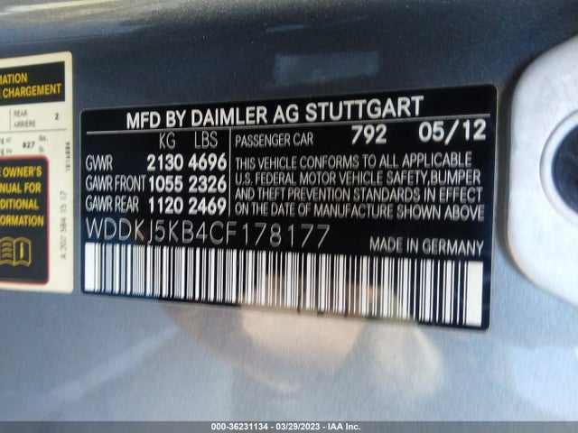 2012 MERCEDES-BENZ E-CLASS E 350 VIN: WDDKJ5KB4CF178177
