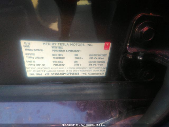 2013 TESLA MODEL S 5YJSA1DP1DFP26184 Photo 8
