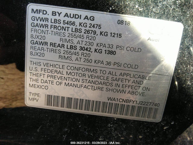 WA1CNBFY1J2227740 Audi Q5 Prestige/tech Prestige