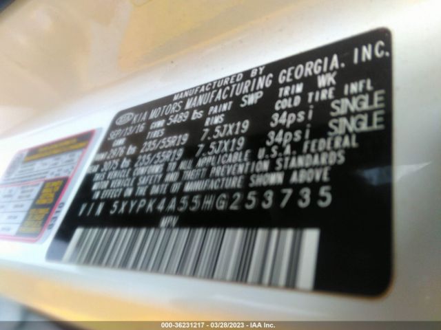5XYPK4A55HG253735 KIA Sorento Sx V6