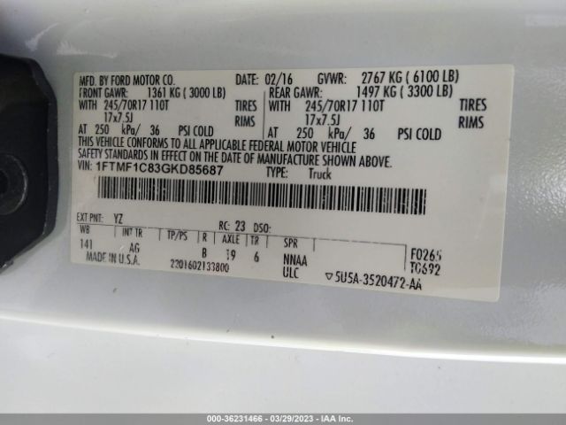 1FTMF1C83GKD85687 Ford F-150 Xl/xlt