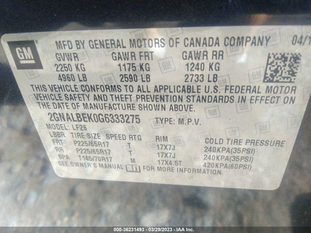 Chevrolet EQUINOX LS 2016 2GNALBEK0G6333275 Image 9
