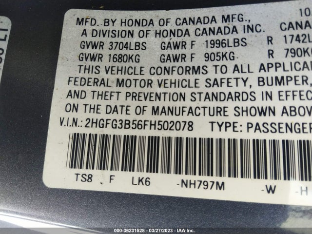 Honda Civic Coupe Lx 2015 2HGFG3B56FH502078 Image 10