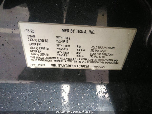 Tesla Model Y Long Range 2020 5YJYGDEE7LF010220 Image 11