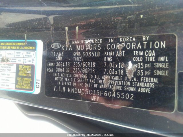 KNDMC5C15F6045502 KIA SEDONA EX