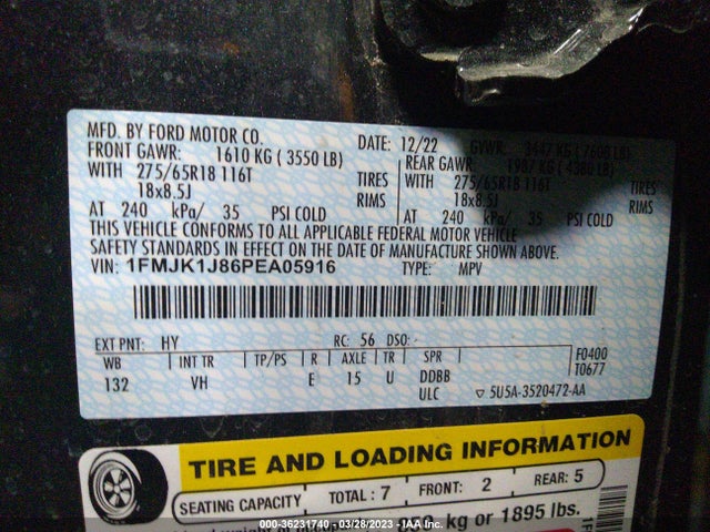 2023 Ford Expedition, VIN: 1FMJK1J86PEA05916
