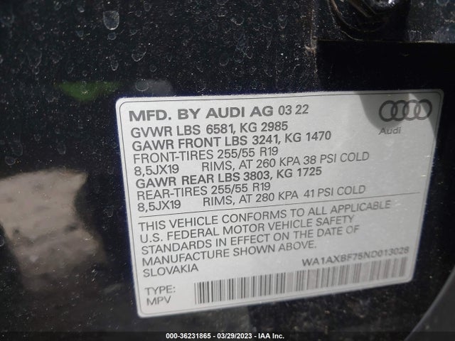 2022 Audi Q7, VIN: WA1AXBF75ND013028