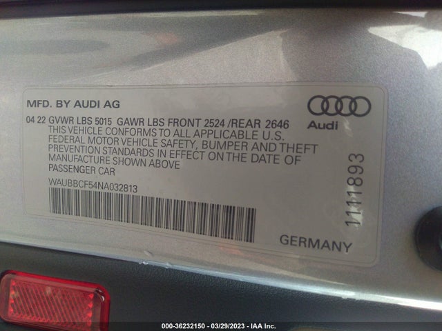 WAUBBCF54NA032813 Audi A5 Sportback Prestige