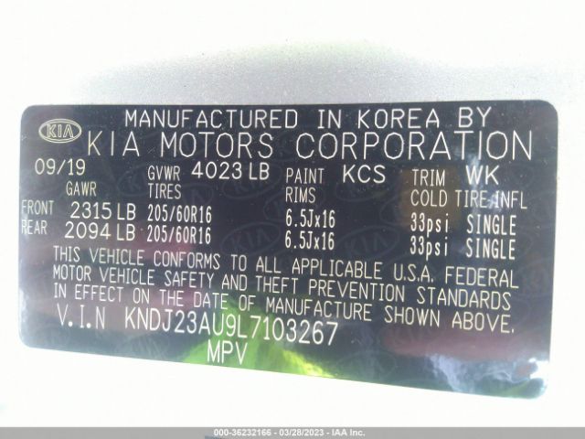KNDJ23AU9L7103267 KIA SOUL LX