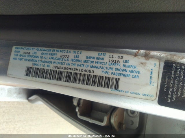 2003 VOLKSWAGEN JETTA SEDAN 3VWSK69MX3M104053 Photo 8