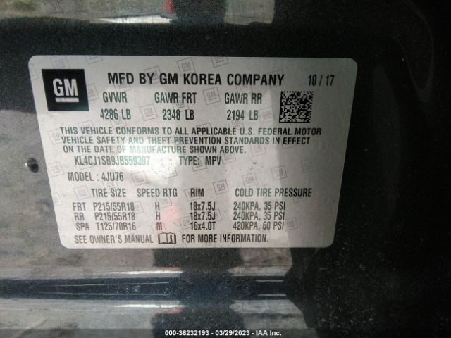KL4CJ1SB9JB559397 Buick Encore Sport Touring